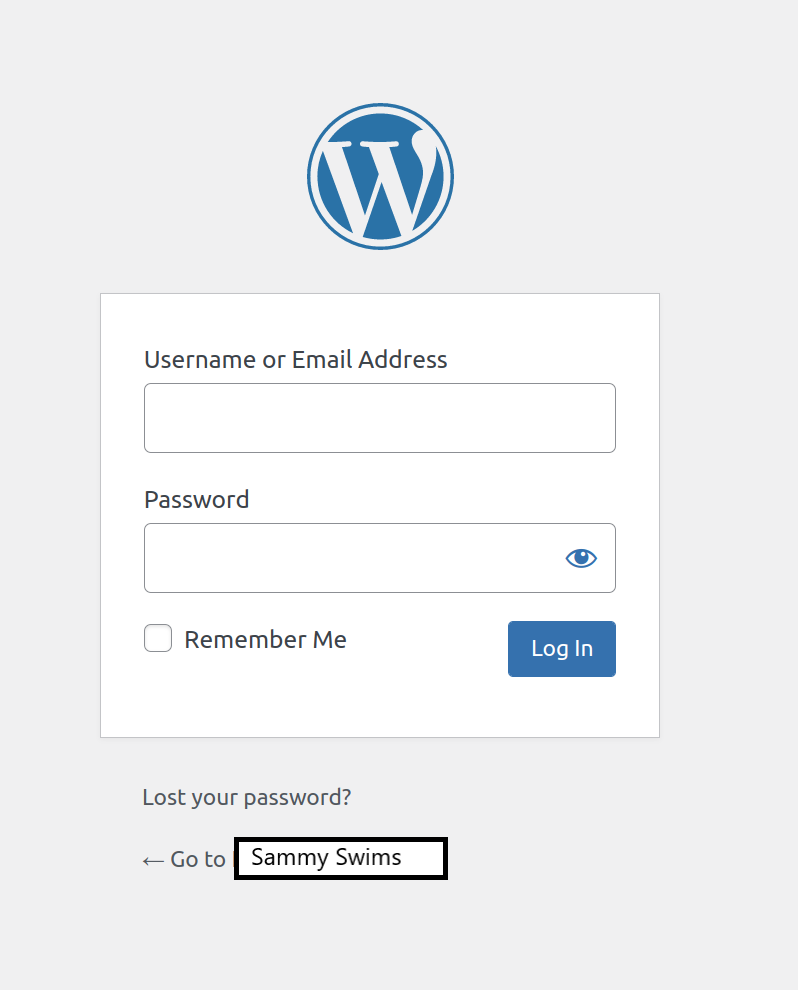 WordPress admin login page